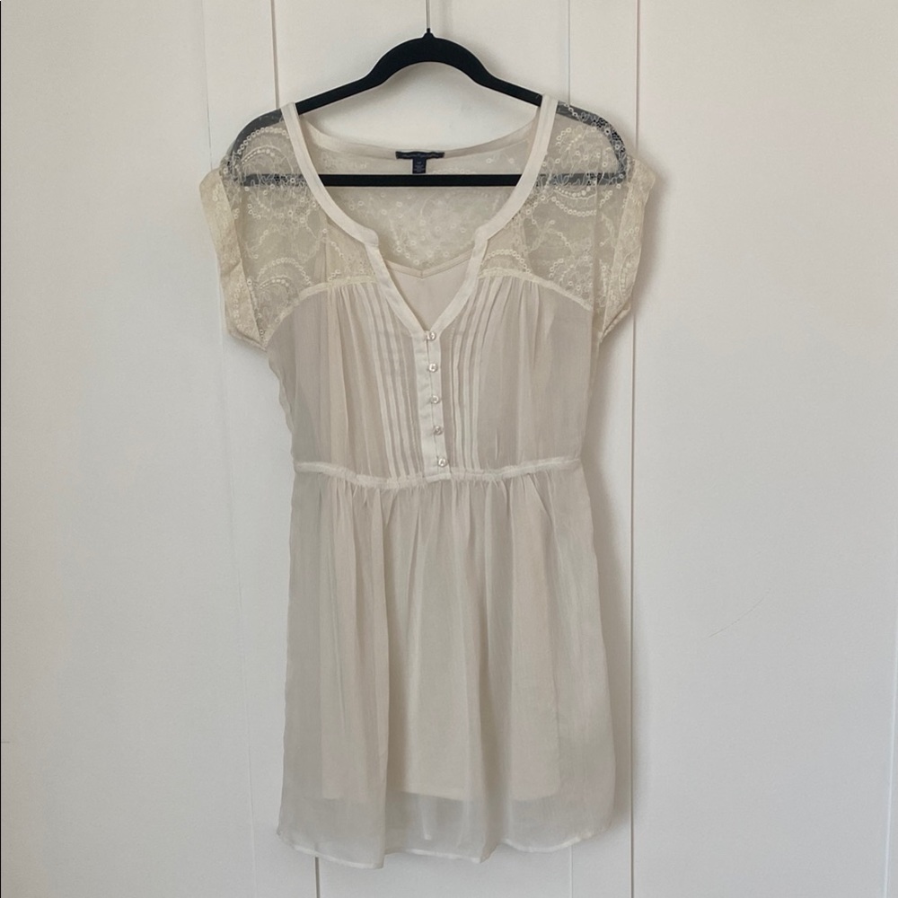 American Eagle Outfitters Cream Lace Dress with Slip